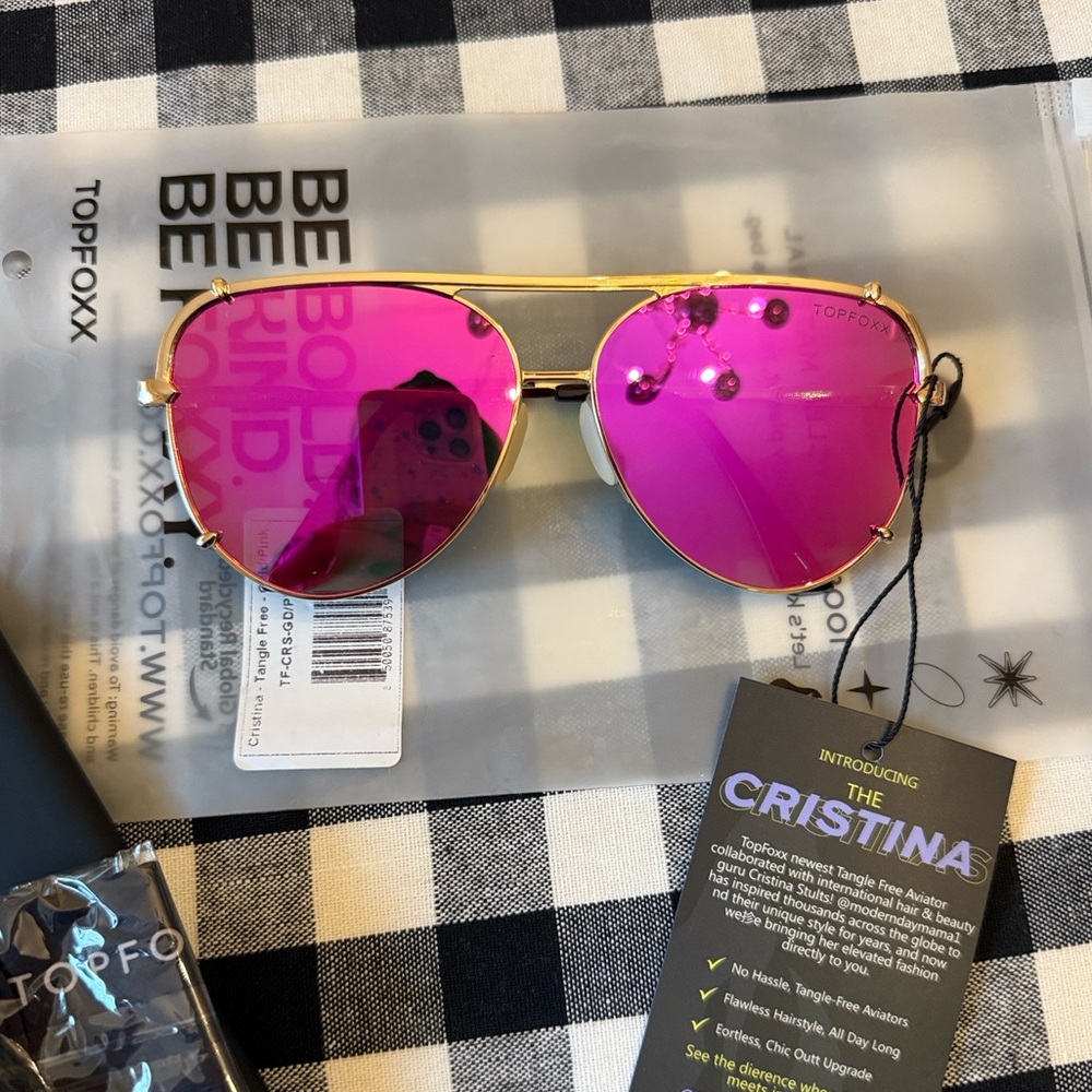 Topfoxx Cristina Tangle Free Mirrored Pink Aviators